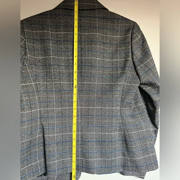 NWOT Kasper Women's Gray Blue Houndstooth Plaid Lined Blazer 4 P - Picture 12 of 12